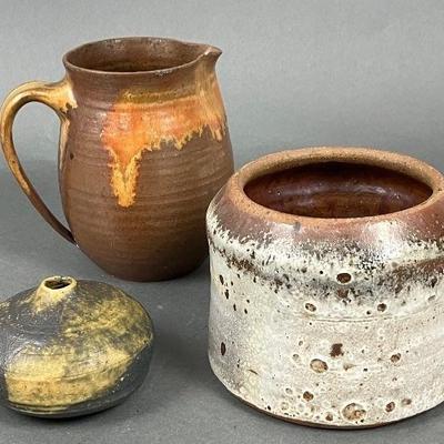 Handcrafted Studio Pottery Pitcher, Crock & Bud Vase