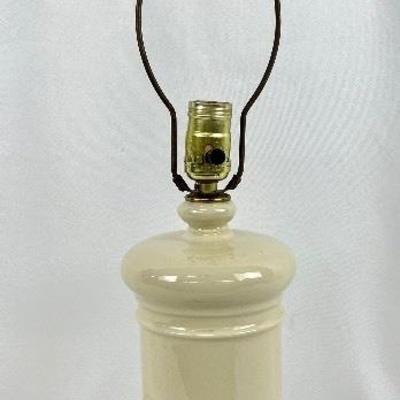 Vintage Cream-Tone Ceramic Lamp w/ Brass Base and Finial
