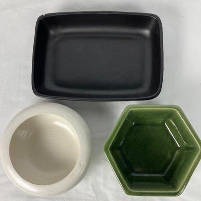 Vintage Pottery - Green, Black & White - Haeger
