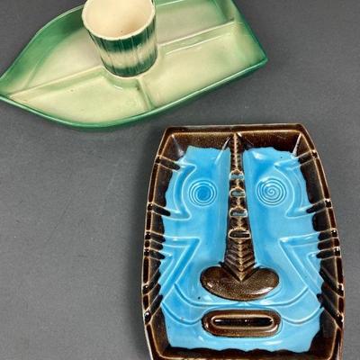 Fun Mid-Century Kitsch Party Ceramics- Serving Tray & Ashtray