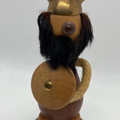 Vintage Carl Bent Teak Wood & Brass Viking Figurine/ Bottle Opener - Made in Denmark