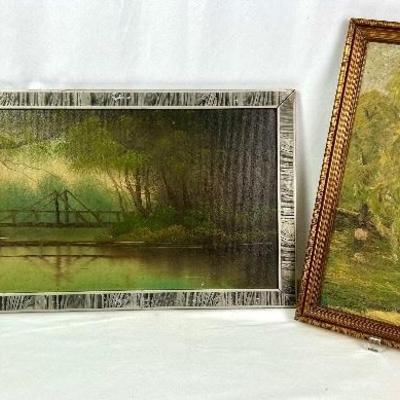 Two Framed Antique Oil Landscape Paintings