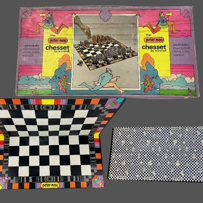 Mid-Century Peter Max Chess Set Board Game