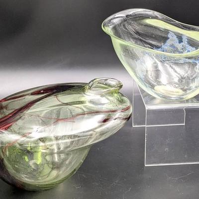 Two Amorphous Art Glass Vases