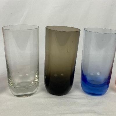 Mid-Century Set of 5 Multi-Colored Glasses