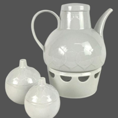 Rosenthal Lotus White China Coffee Pot and Covered Sugar Bowls - Made in Germany
