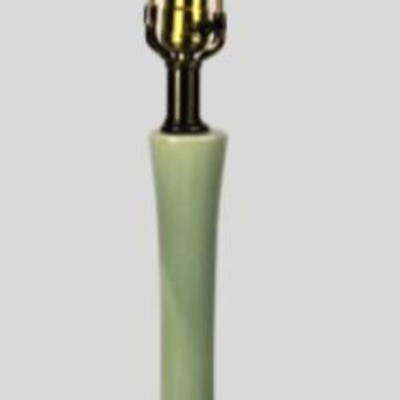 Mid Century Modern Italian Tall Green Glaze Ceramic Table Lamp