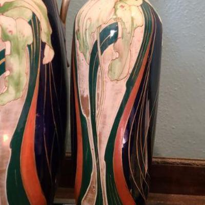 Pair of Art Nouveau Vases (1 Repaired) 
