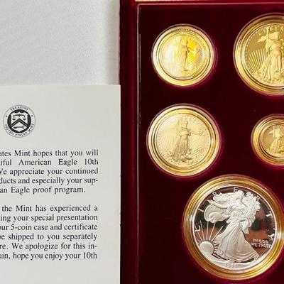 1995 American Eagle 10th Anniversary bullion coin proof set