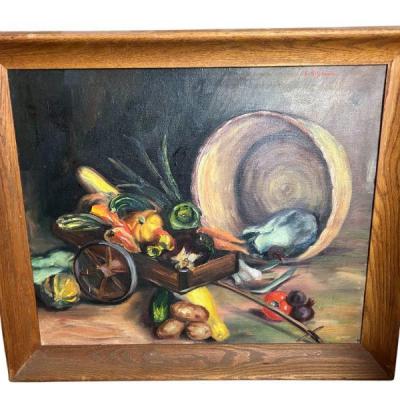 Edith Geiger (American, 1912-unk.) Original Oil Painting Vegetable Still Life