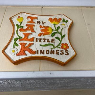 TALK "Try A Little Kindness" Wall Plaque