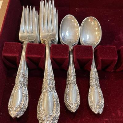 Sterling King Richard 8 piece place setting with additional serving spoons 