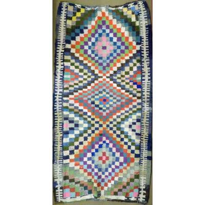 ABC Rugs Kilims Collection Authentic Hand-Knotted Sanandaj Vintage Kilims Natural Wool Seneh Collection Area Kilim 9'1