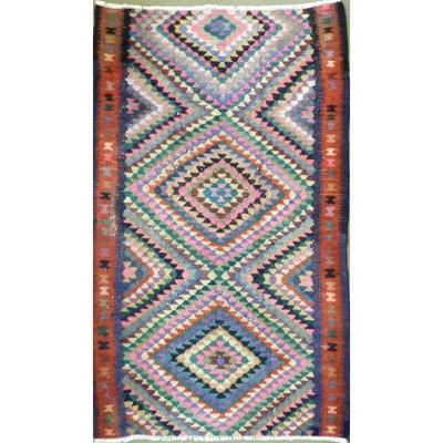 ABC Rugs Kilims Collection Authentic Hand-Knotted Sanandaj Vintage Kilims Natural Wool Seneh Collection Area Kilim 8'1