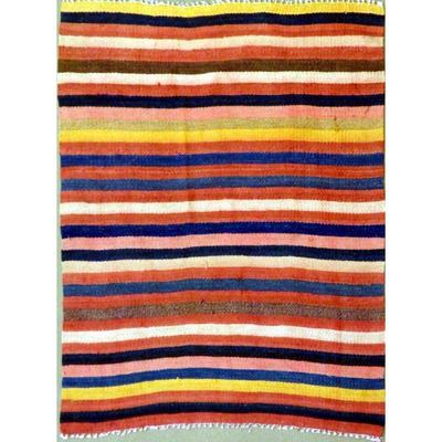 ABC Rugs Kilims Collection Authentic Hand-Knotted Sanandaj Vintage Kilims Natural Wool Seneh Collection Area Kilim 3'4" X...