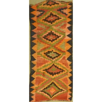 ABC Rugs Kilims Collection Authentic Hand-Knotted Sanandaj Vintage Kilims Natural Wool Seneh Collection Area Kilim 8'2