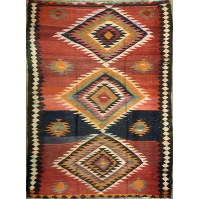 ABC Rugs Kilims Collection Authentic Hand-Knotted Sanandaj Vintage Kilims Natural Wool Seneh Collection Area Kilim 7'11" X...