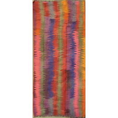 ABC Rugs Kilims Collection Authentic Hand-Knotted Sanandaj Vintage Kilims Natural Wool Seneh Collection Area Kilim 7'4" X...