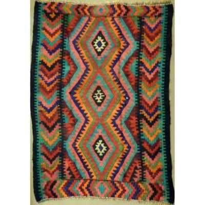 ABC Rugs Kilims Collection Authentic Hand-Knotted Sanandaj Vintage Kilims Natural Wool Seneh Collection Area Kilim 6'1