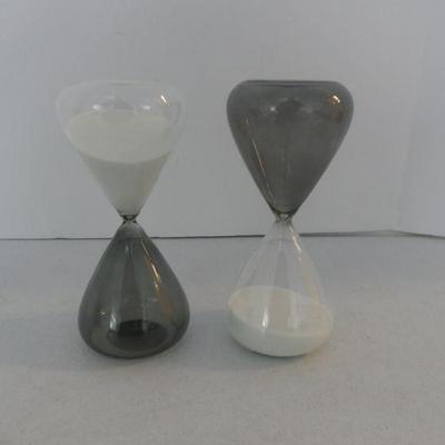 Pair of 15-Minute Hourglasses - Smoke/Clear - 8
