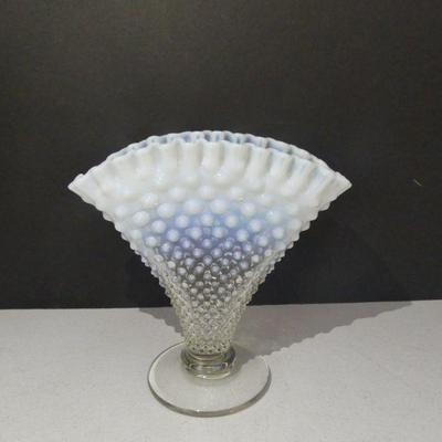 Vintage Fenton French Opalescent Hobnail Fan Vase