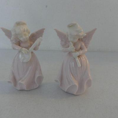 Vintage 1960s Lenwile-Ardalt Pair of Pink Angel Figurines #7800