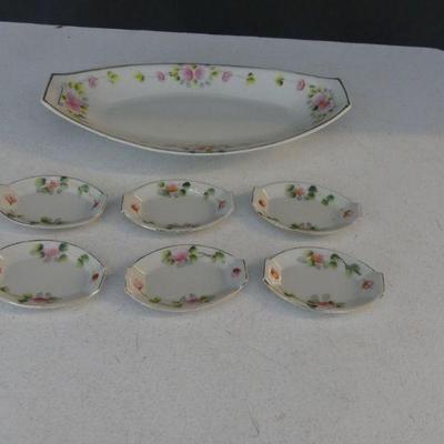 Vintage Made in Japan Hand Painted Porcelain 7-Piece Sushi Set