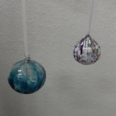 Medium & Small Hand Painted Textured Glass Witch Ball Ornaments