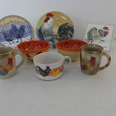Rooster Themed Ceramics - 8 Pieces in All