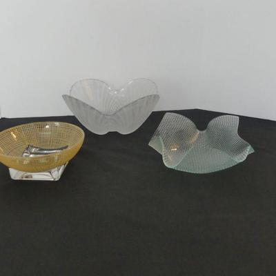 3 Glass Bowls of Unusual Design