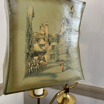 Vintage Signed Clyde Cole English Inn Lamp Shade  