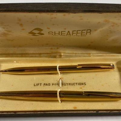 HKT008 Vintage Sheaffer Crown 12K G.F. Ballpoint Pen and Mechanical Pencil Set in Original Case