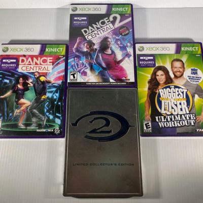 HKT001 Lot of 3 Xbox 360 Video Games & Xbox Halo 2 in Collectible Steelbox Case