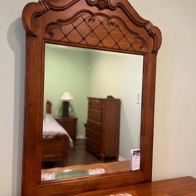 The dresser is 88 to the top of the mirror, 64 wide and 19 deep
