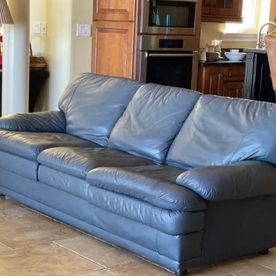 Blue 100% REAL Leather Sofa
