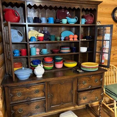 Fiestaware & Other Dishes, Buffet Cabinet with Glass Doors