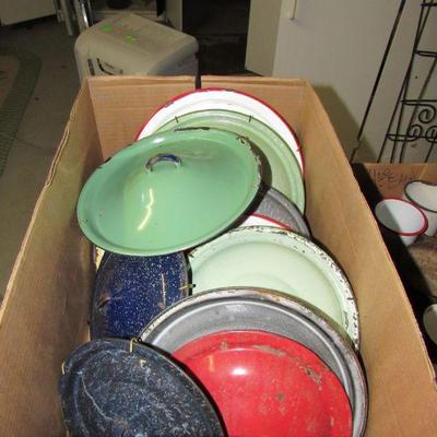 enamel ware lids and cups