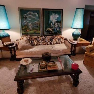 FULL Mid Century Living Room with HUGE lamps 