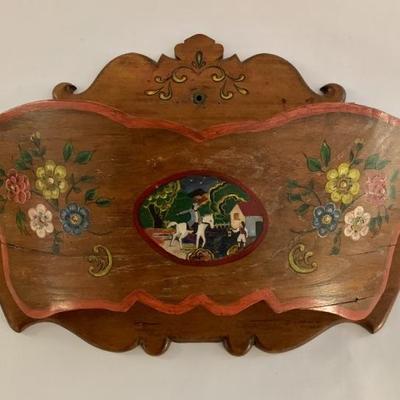 Antique wall box, decorated with Norweigan rosemaling.