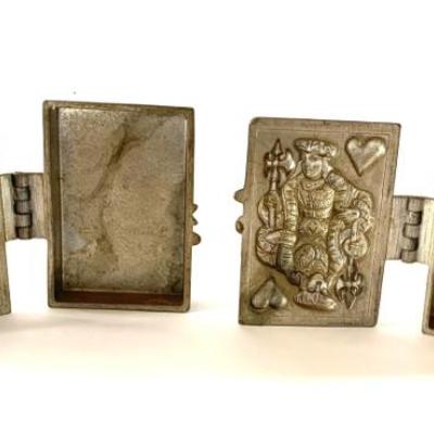 Antique King and Queen of Hearts pewter ice cream molds.