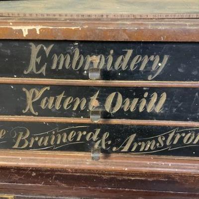 Antique Brainerd & Armstrong Co. sewing cabinet.