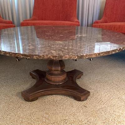 Vtg. brown marble top table