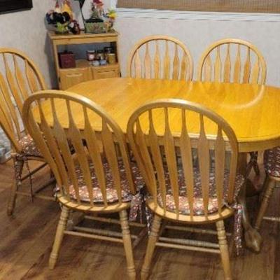 Solid Oak Dining Table with 8 Chairs 