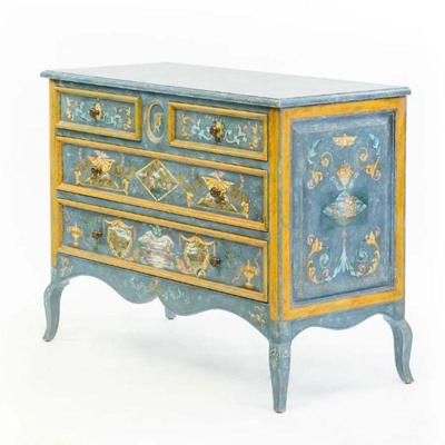 Pair of 18th Century Style Paolo Romano Custom Painted Chests

H 37.5 in. x W 49.5 in. x D 22 in