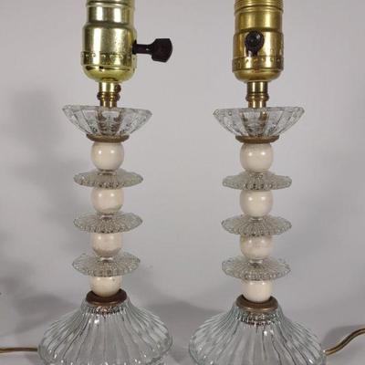 Pair of Art Deco Glass Table Lamps (Works)