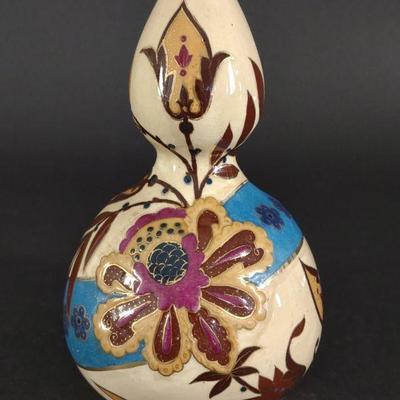 Porcelain Double Gourd Bud Vase w/ Floral Design