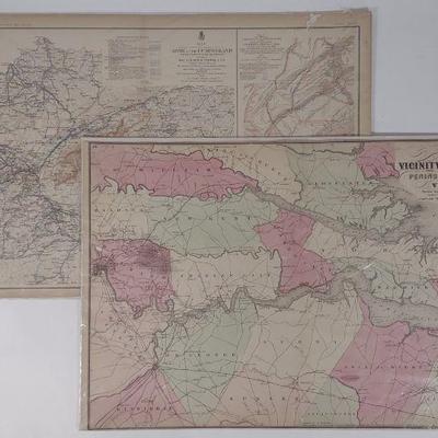 2 Civil War Maps Johnsons Virginia & Cumberland
