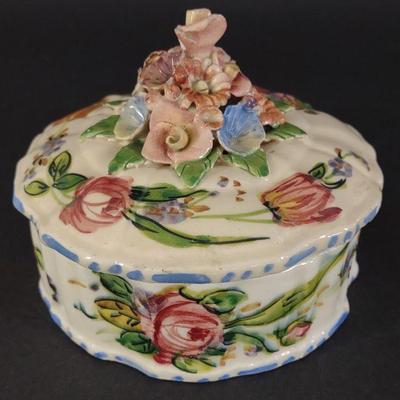 Italian Painted Floral Trinket Dish