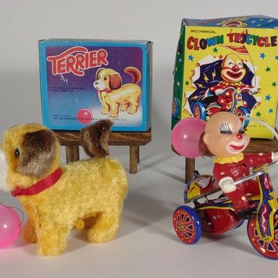 2 Vintage Mechanical Wind Up Toys w/ Box (Works)