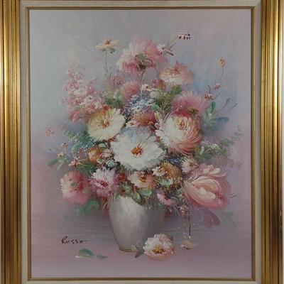 Russo Oil on Canvas of Floral Still Life
